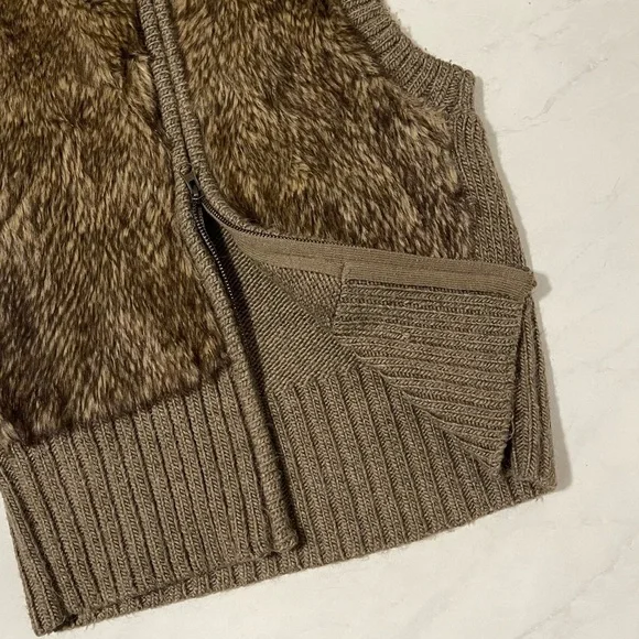 Cabi Mob Wife Brown Fur Zip Up Vest Size Small Y2K 90s Boho Artsy Teacher Fall - Picture 5 of 6